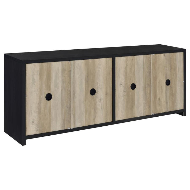 Denison - 79" 4 - Door TV Stand Media Console - Black TV Stand modern furniture Contempo Furniture