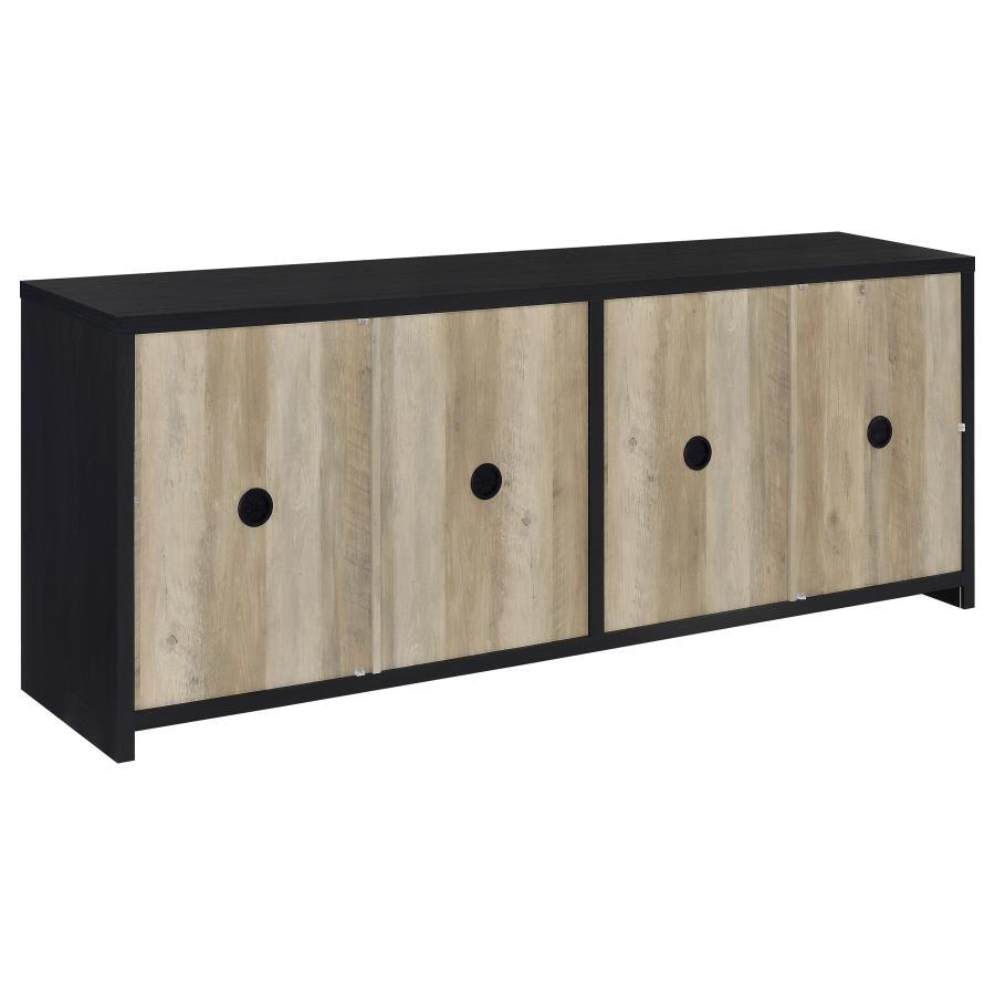 Denison - 79" 4 - Door TV Stand Media Console - Black TV Stand modern furniture Contempo Furniture