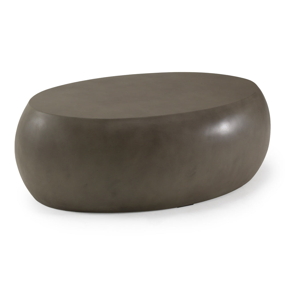Denny - Modern Grey Concrete Oval Coffee Table - View 4