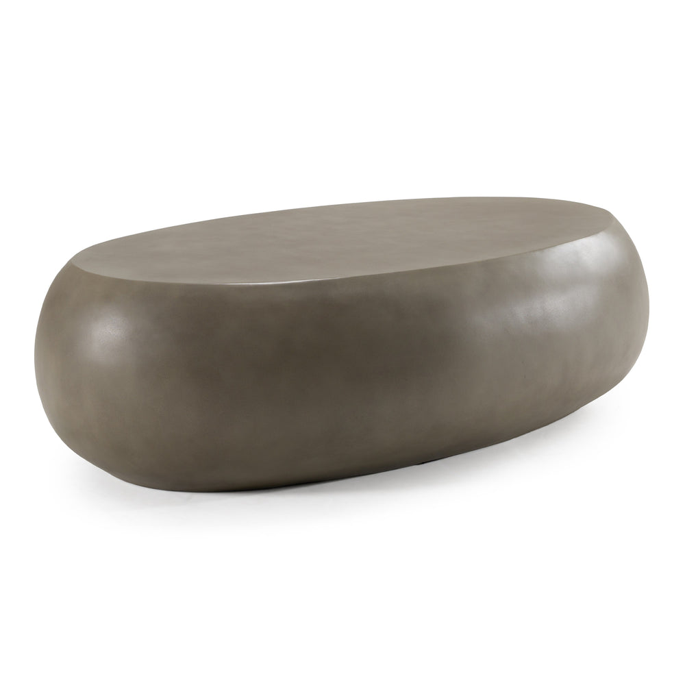 Denny - Modern Grey Concrete Large Oval Coffee Table - View 2