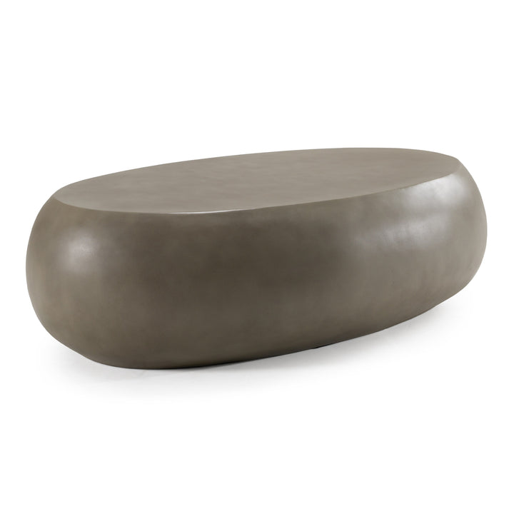 Denny  Modern Grey Concrete Large Oval Coffee Table