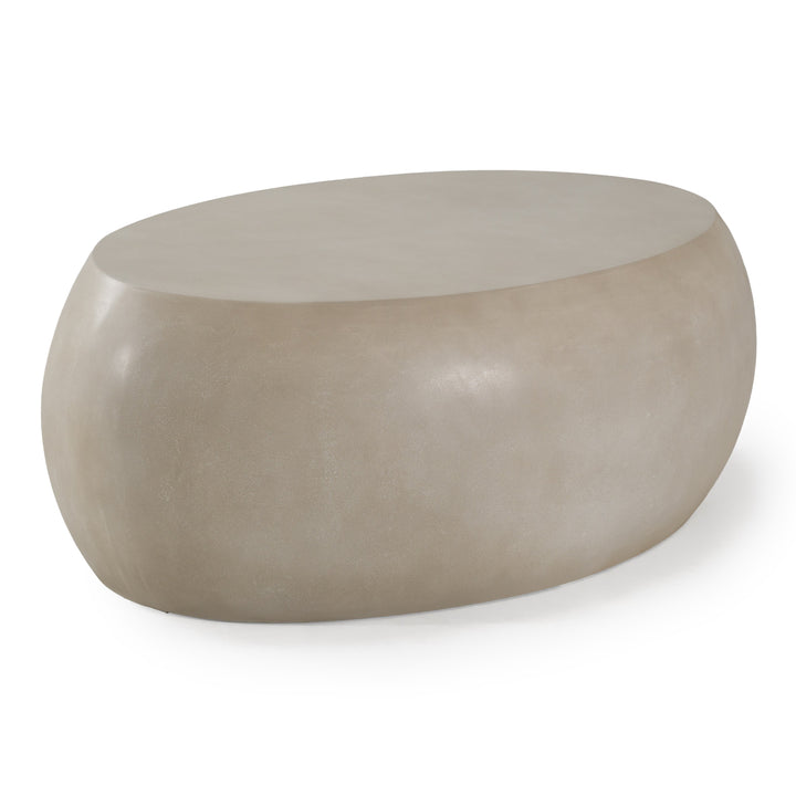 Denny - Modern Beige Concrete Oval Coffee Table
