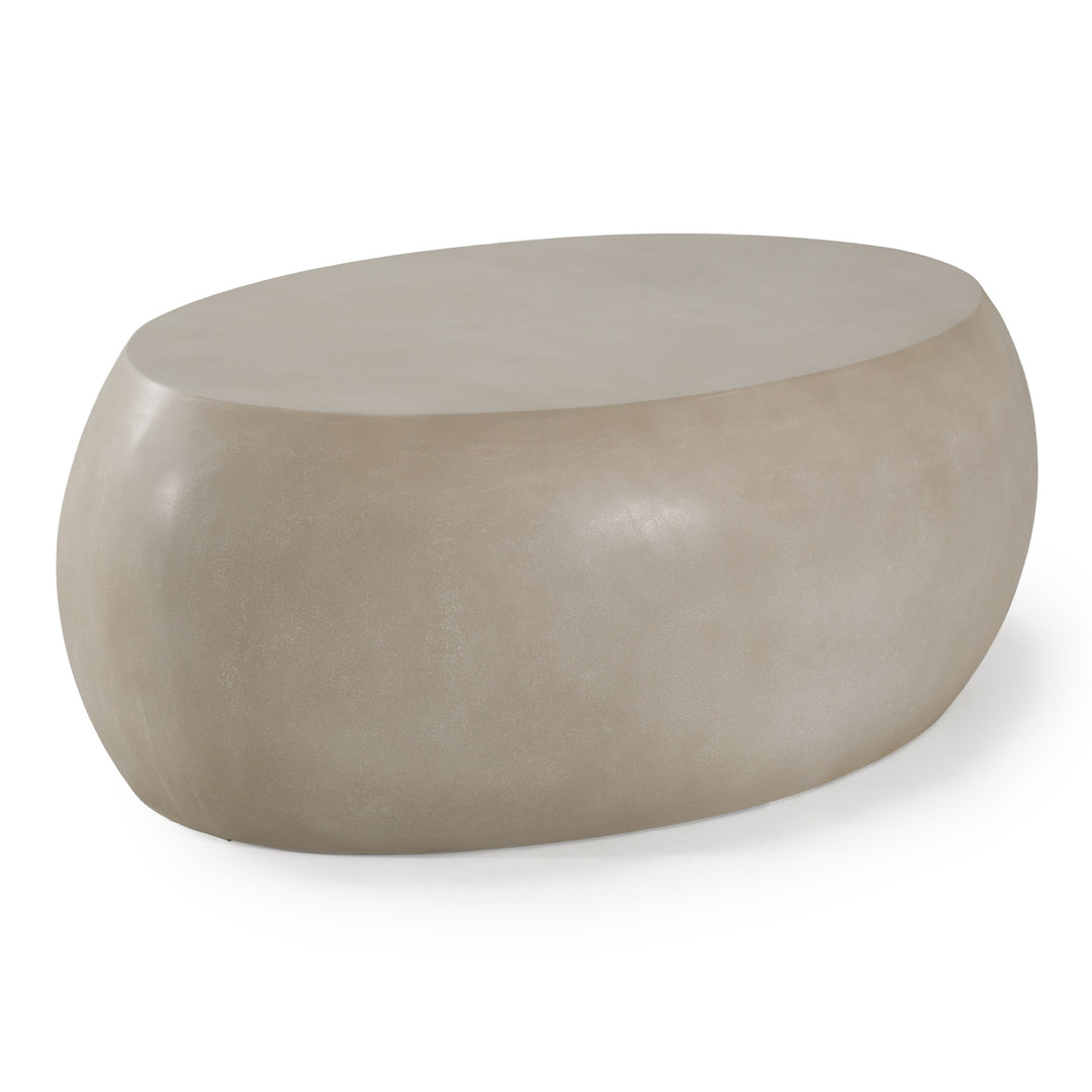 Denny - Modern Beige Concrete Oval Coffee Table