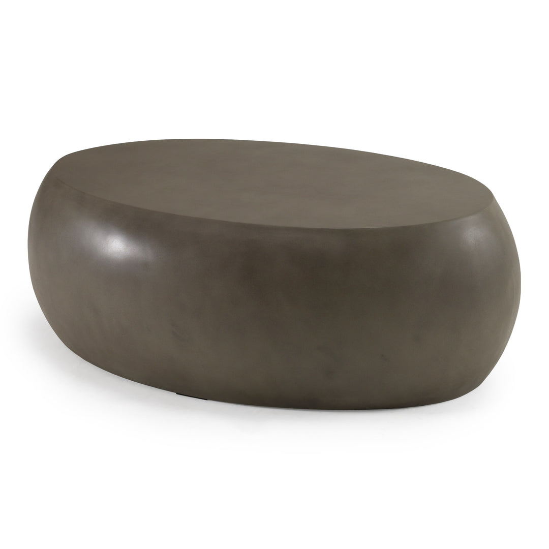 Denny  Modern Grey Concrete Oval Coffee Table