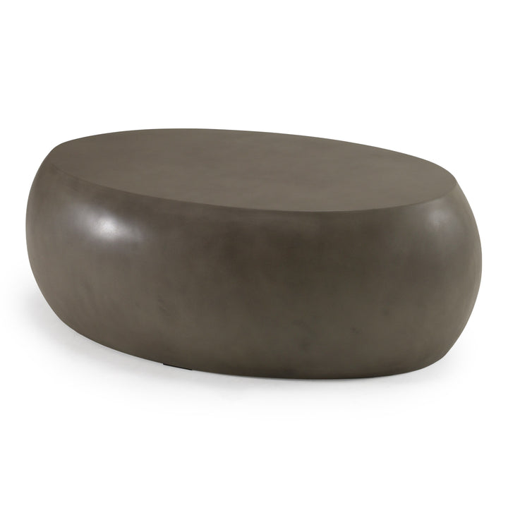 Denny  Modern Grey Concrete Oval Coffee Table