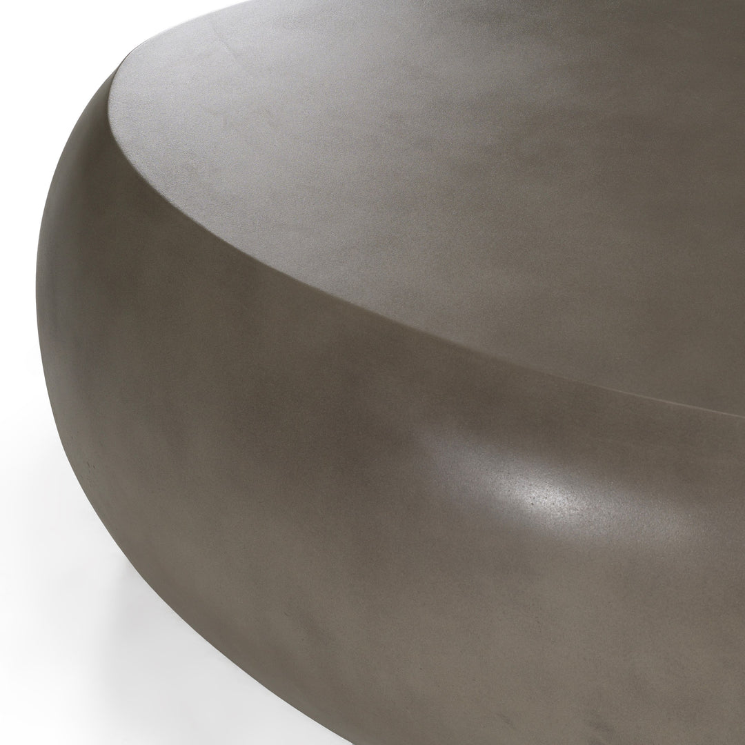 Denny  Modern Grey Concrete Oval Coffee Table