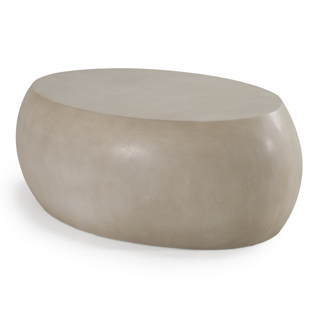 Denny - Modern Beige Concrete Oval Coffee Table