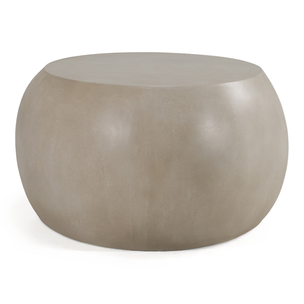 Denny - Modern Beige Concrete Oval Coffee Table - View 2