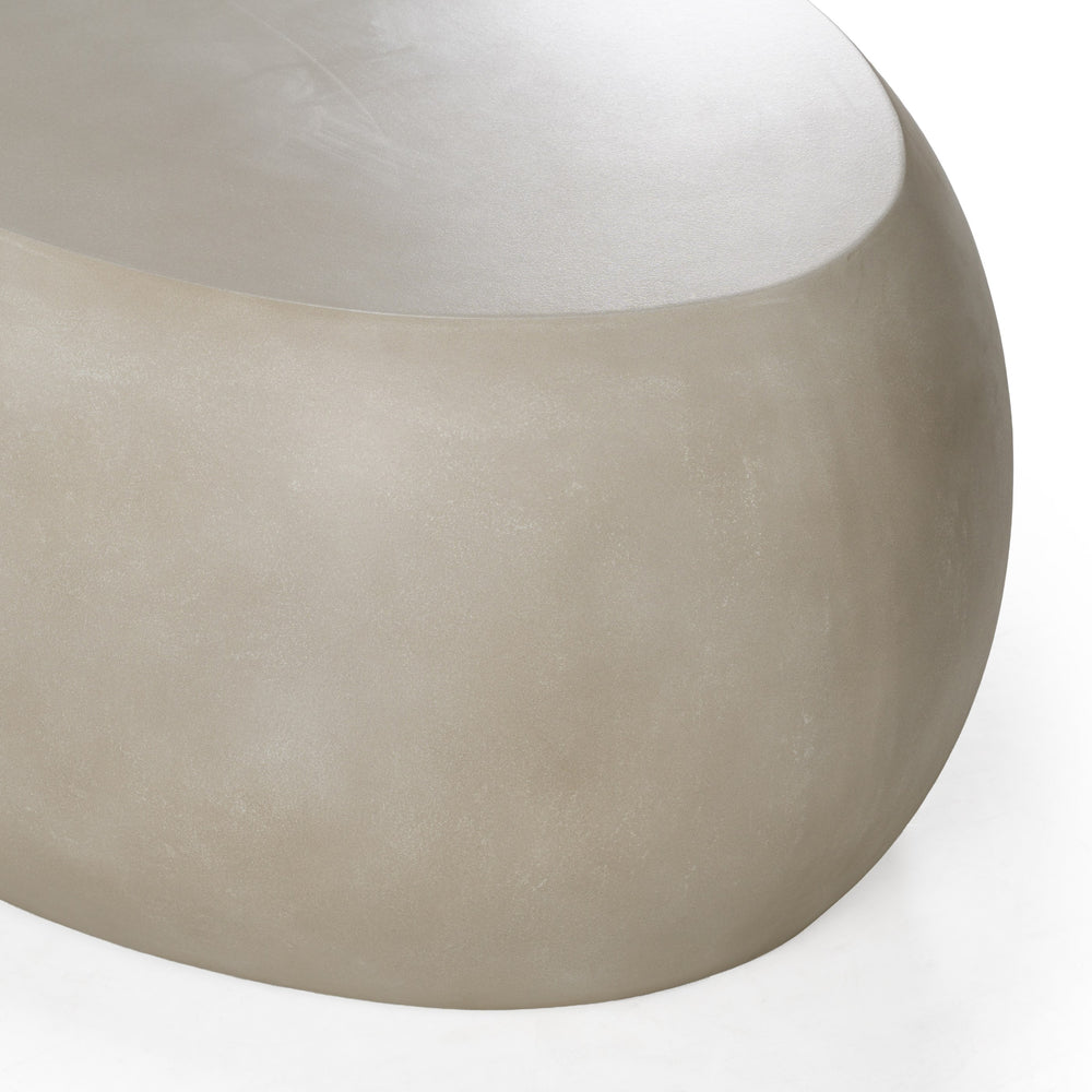 Denny - Modern Beige Concrete Oval Coffee Table - View 3
