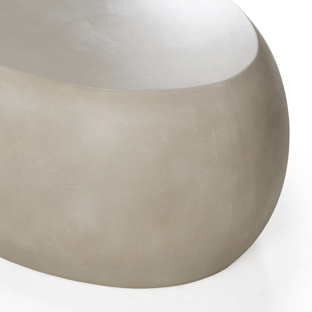 Denny - Modern Beige Concrete Oval Coffee Table
