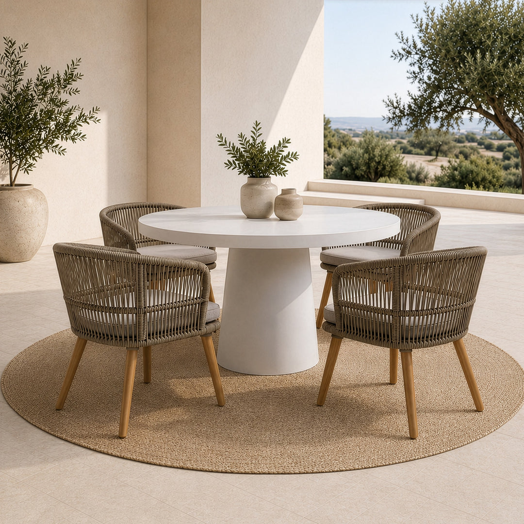 Desoto - Modern White Concrete Round Dining Table