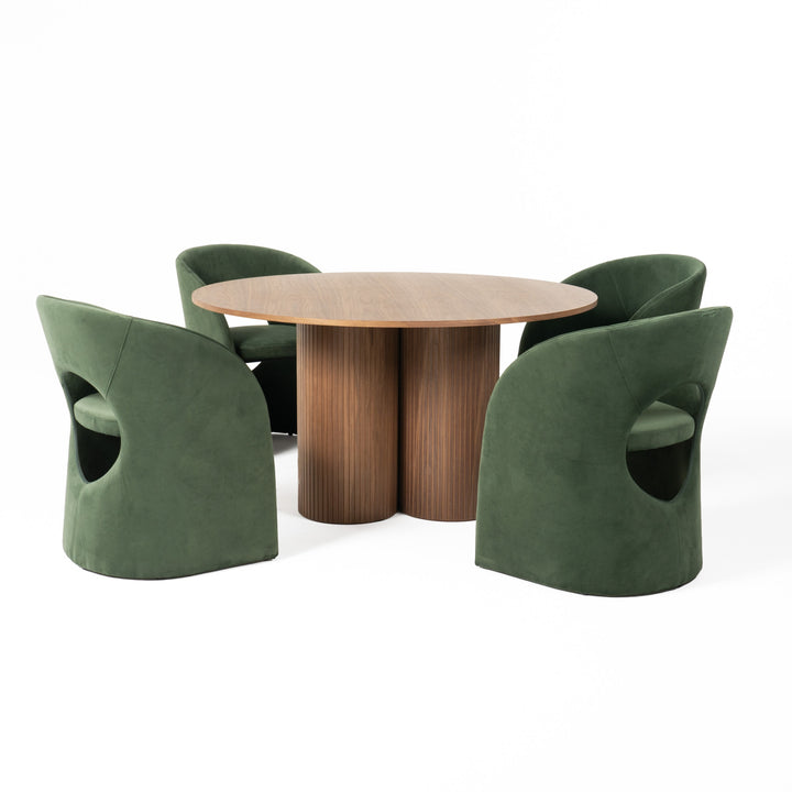 Depew - Mid-Century Modern Walnut Round Dining Table