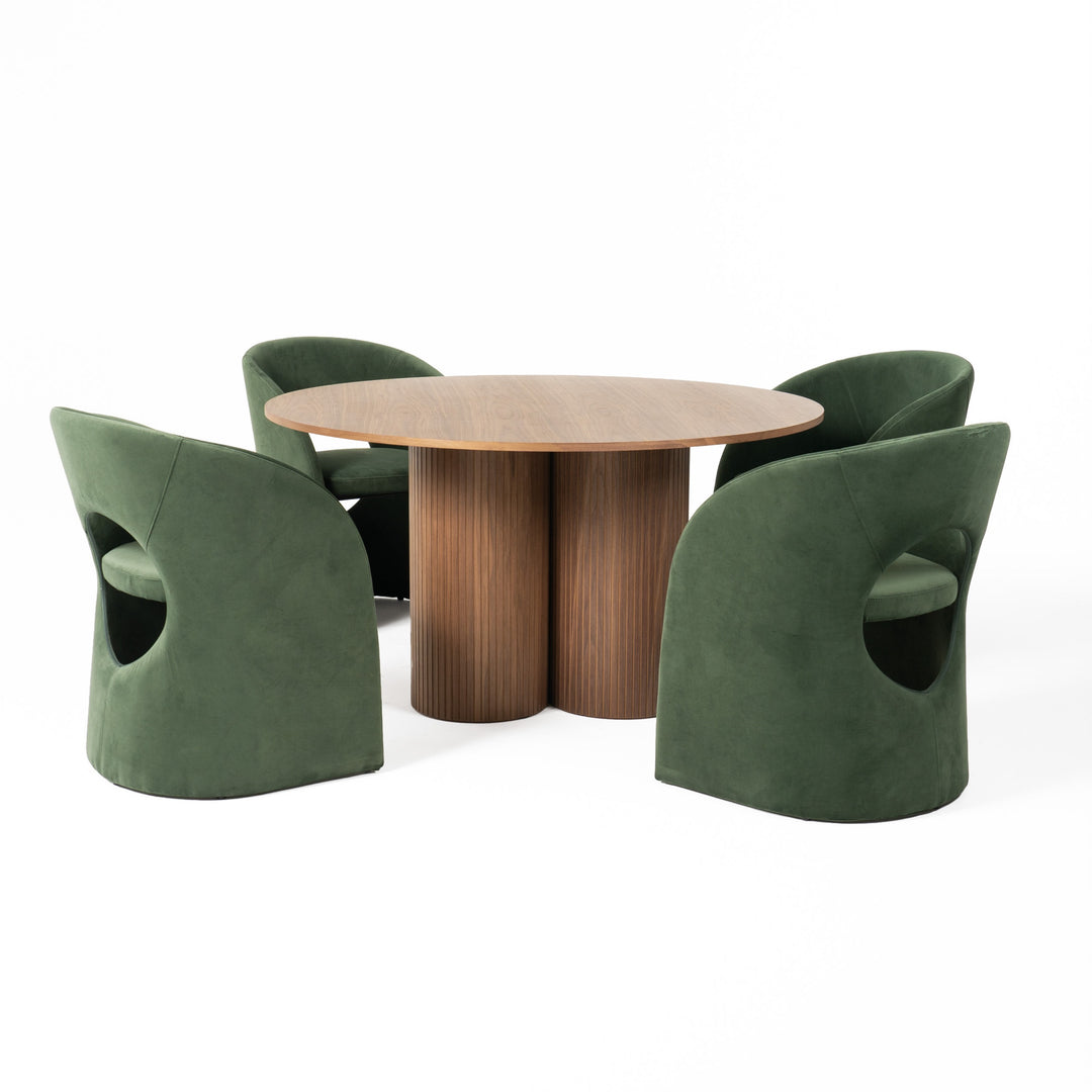 Depew - Mid-Century Modern Walnut Round Dining Table