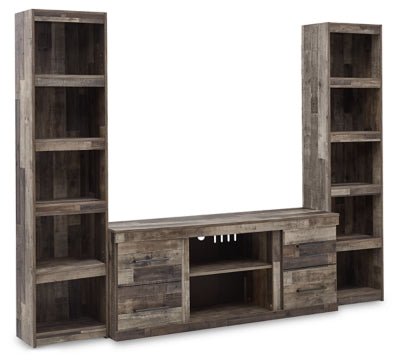Derekson 3 - Piece Entertainment Center - Dark Gray Entertainment Centers modern furniture Contempo Furniture