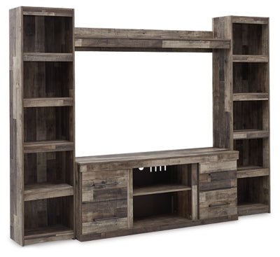 Derekson 4 - Piece Entertainment Center - Dark Gray Entertainment Centers modern furniture Contempo Furniture