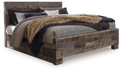 Derekson King Panel Bed with 2 Side Storage - Dark Gray | Ashley Furniture