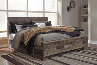 Derekson Queen Panel Bed with 2 Side Storage - Dark Gray Storage Bed modern furniture Contempo Furniture