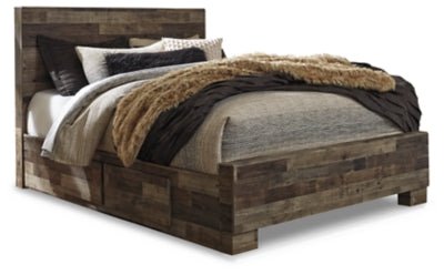 Derekson Queen Panel Bed with 2 Side Storage - Dark Gray | Ashley Furniture