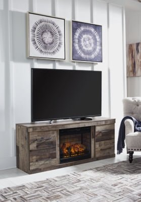 Derekson TV Stand with Electric Fireplace - Dark Gray Fireplace TV Stand modern furniture Contempo Furniture