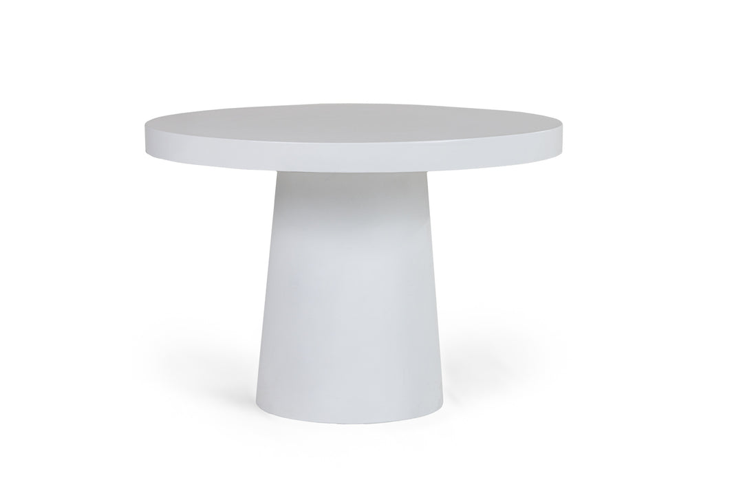Desoto  Modern White Concrete Round Dining Table
