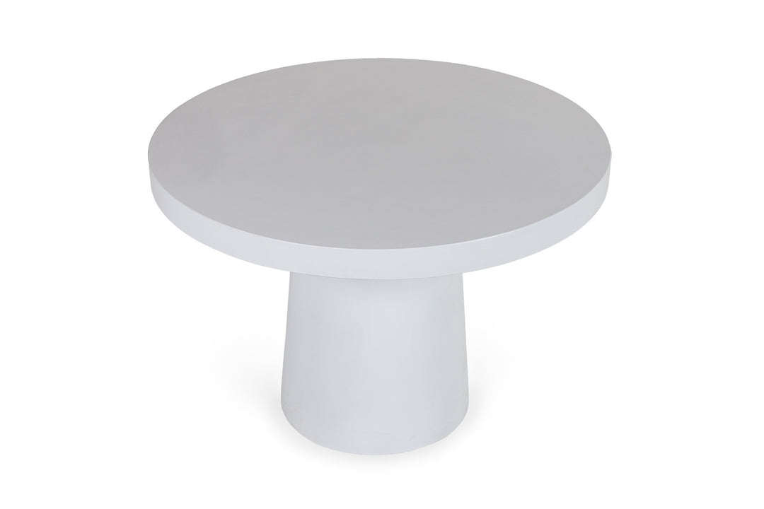 Desoto  Modern White Concrete Round Dining Table