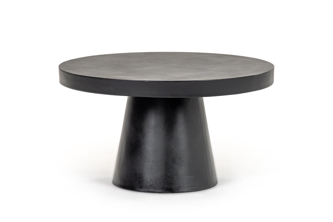 Desoto  Modern Black Concrete Round Coffee Table
