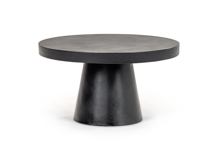 Desoto  Modern Black Concrete Round Coffee Table