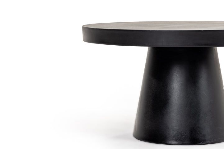 Desoto  Modern Black Concrete Round Coffee Table