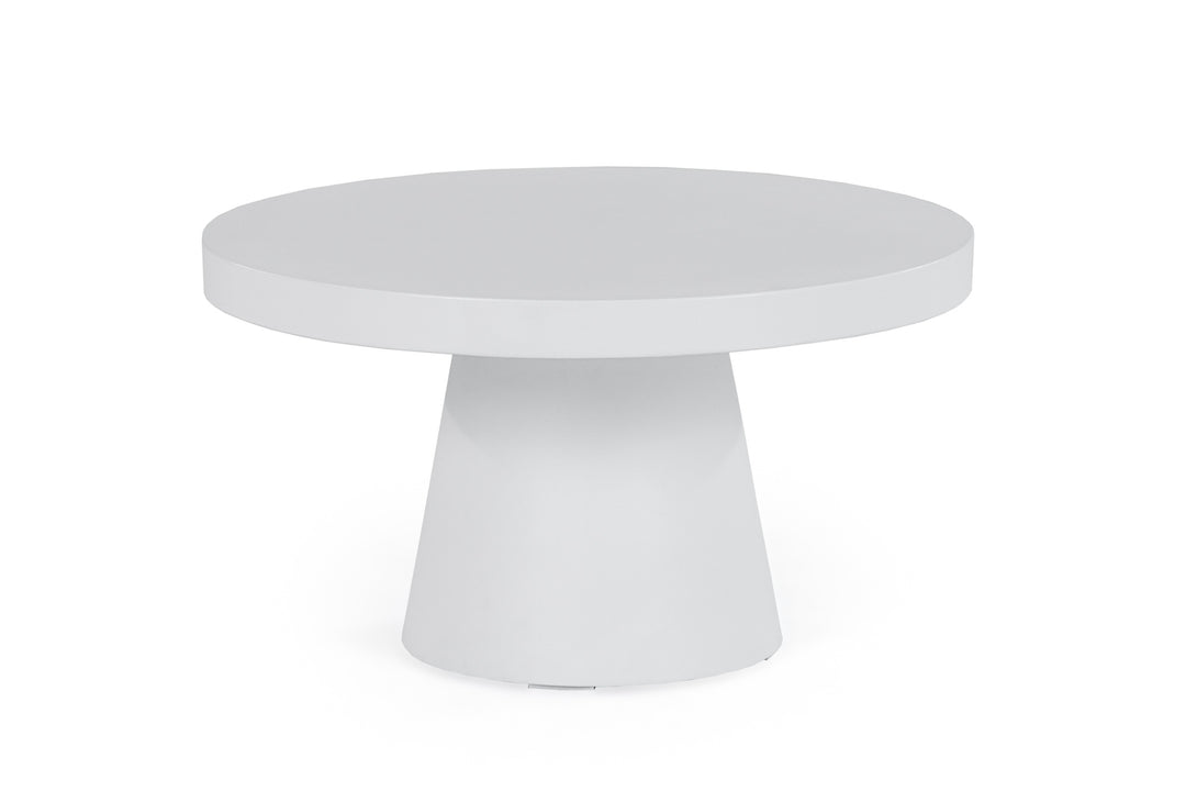 Desoto  Modern White Concrete Round Coffee Table