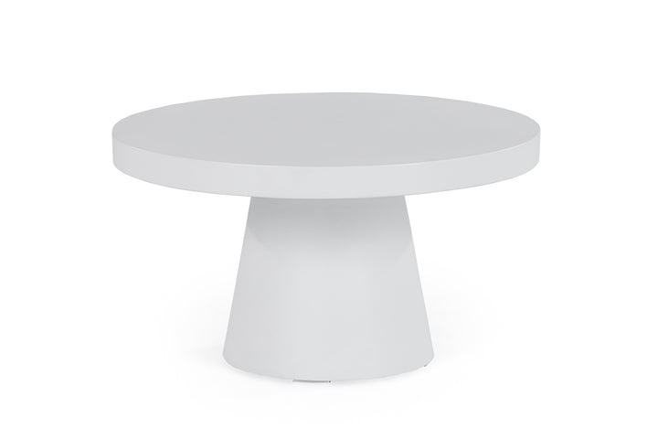 Desoto  Modern White Concrete Round Coffee Table