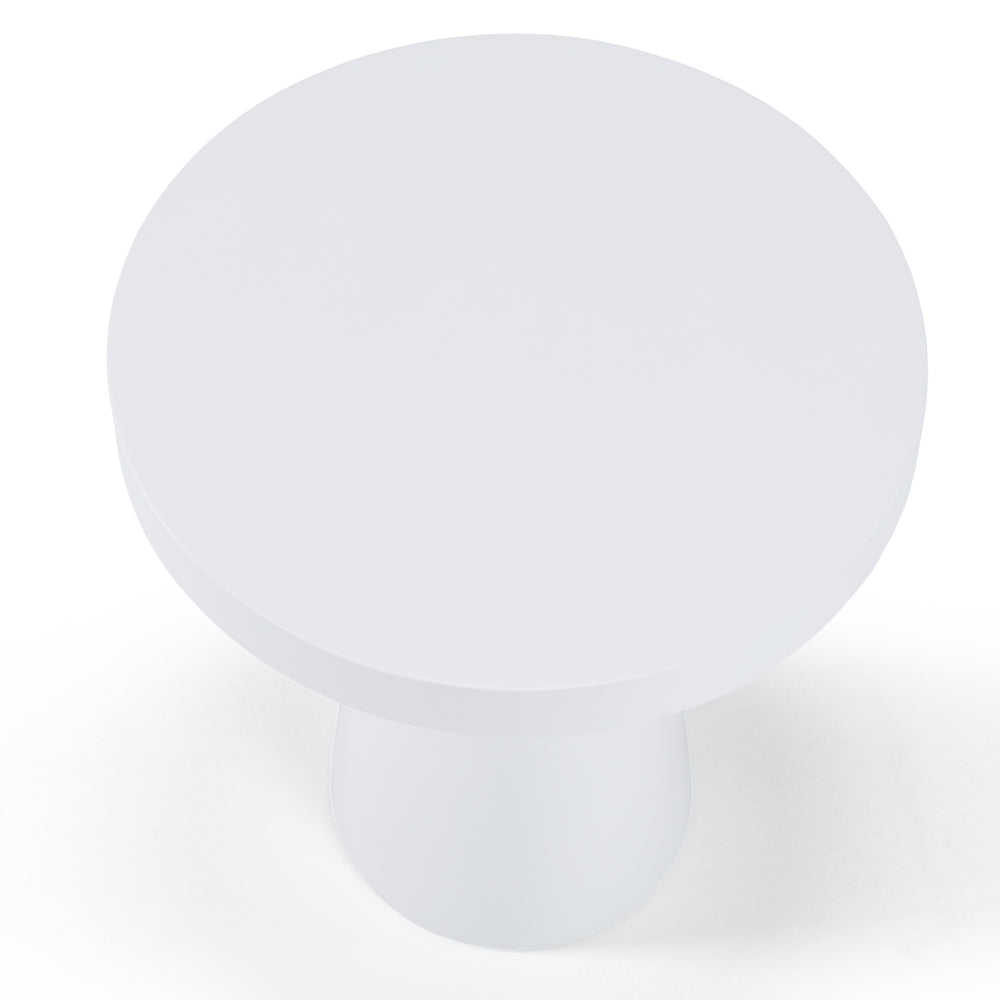 Desoto - Modern White Concrete Round End Table - View 4
