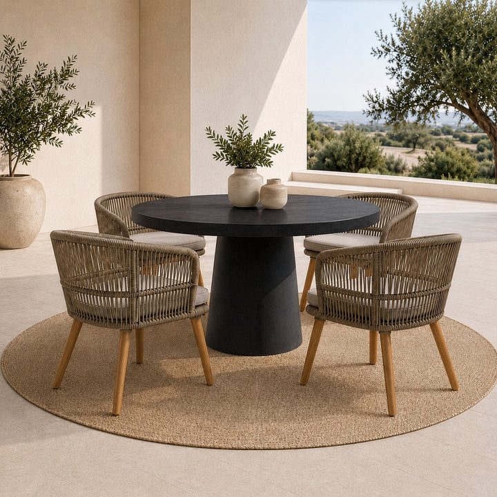 Desoto - Modern Black Concrete Round Dining Table