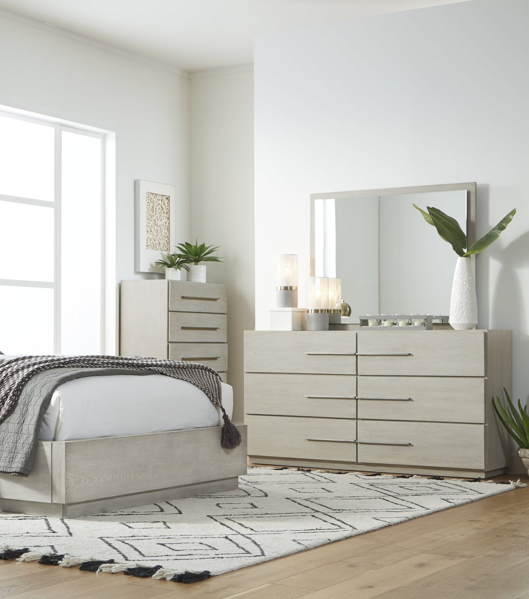 Destination Floating Glass Mirror in Cotton Grey Mirror modern furniture Contempo Furniture