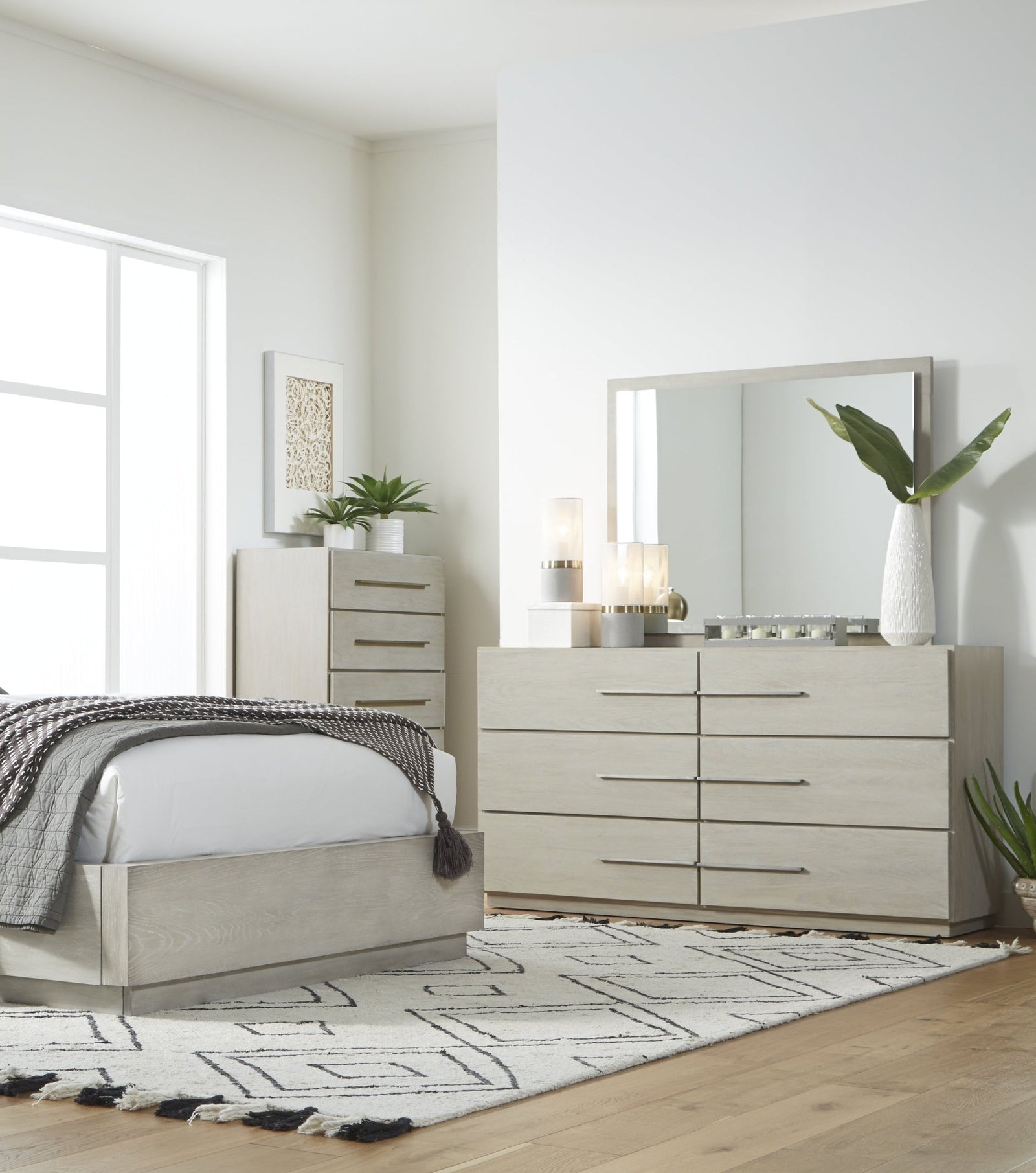 Destination Floating Glass Mirror in Cotton Grey Mirror modern furniture Contempo Furniture