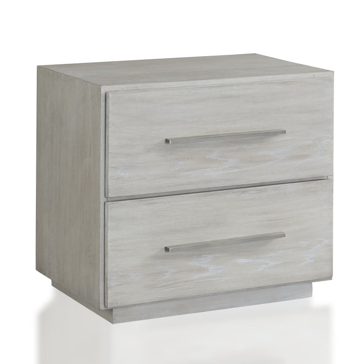 Destination Two Drawer Nightstand in Cotton Grey Nightstand modern furniture Contempo Furniture