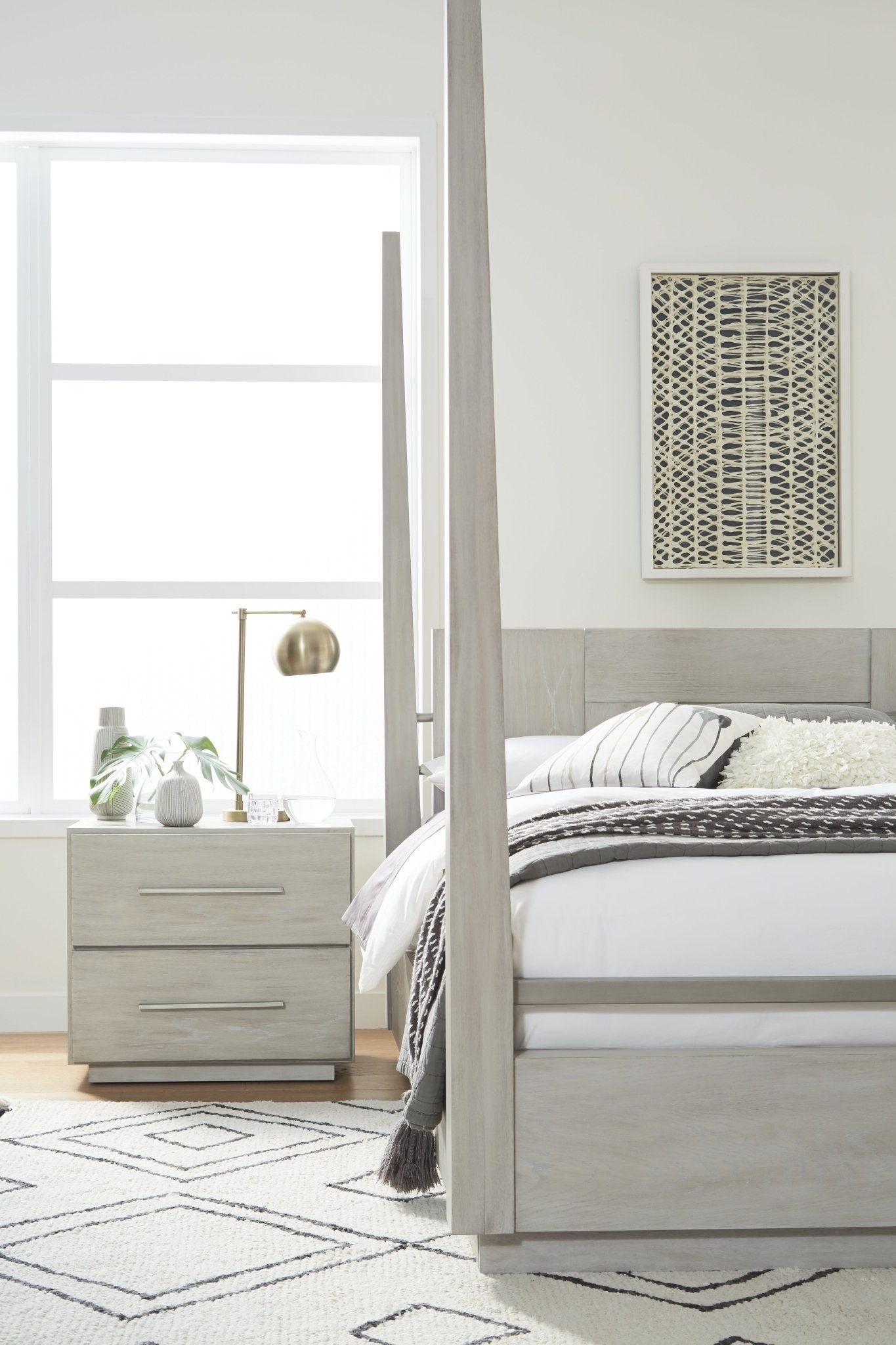 Destination Two Drawer Nightstand in Cotton Grey Nightstand modern furniture Contempo Furniture