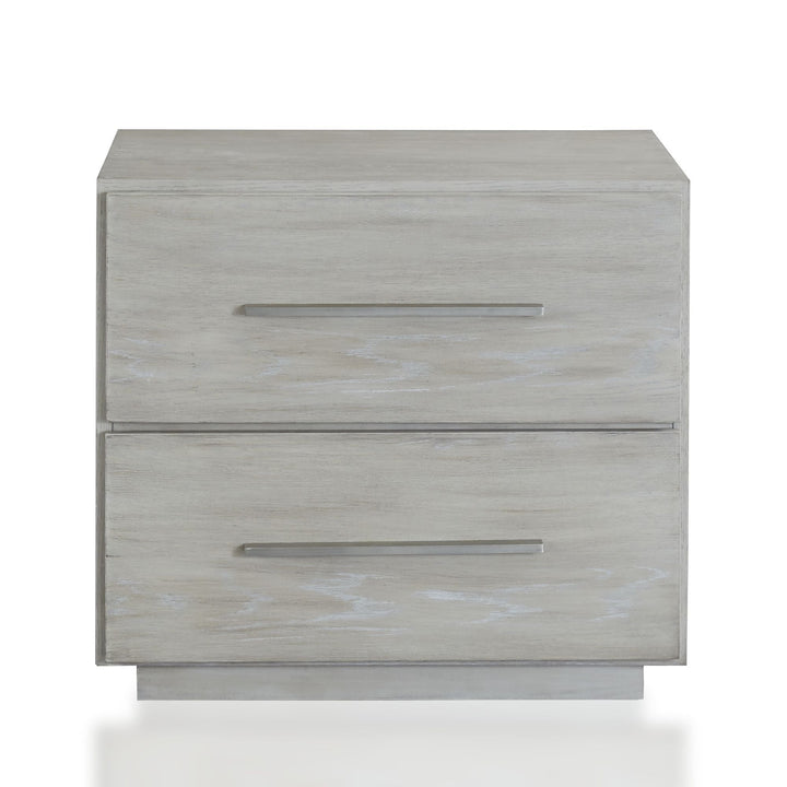 Destination Two Drawer Nightstand in Cotton Grey Nightstand modern furniture Contempo Furniture