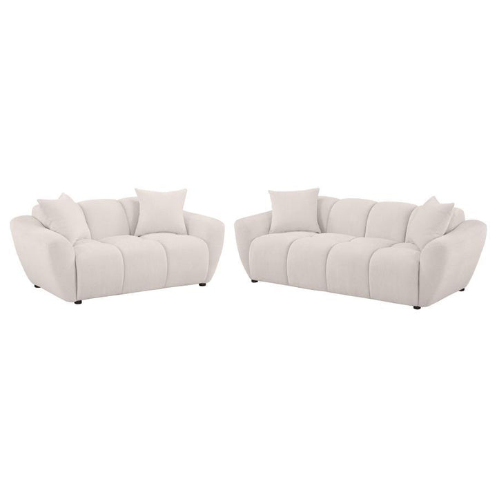 Destino - 2 Piece Chenille Splayed Arm Sofa Set - Greige Stationary Sofa &amp; Loveseat modern furniture Contempo Furniture