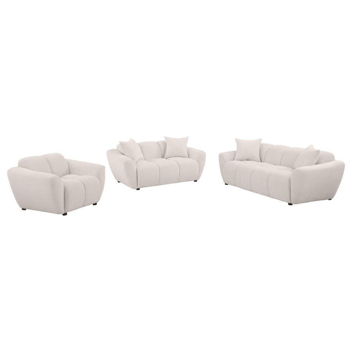Destino - 3 Piece Chenille Splayed Arm Sofa Set - Greige 3 - Piece Living Room Set modern furniture Contempo Furniture