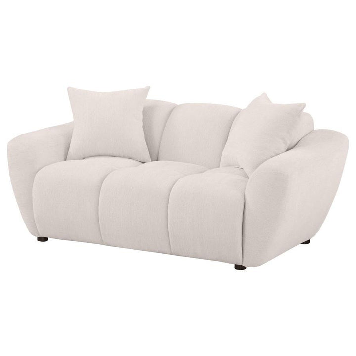 Destino - Chenille Upholstered Splayed Arm Loveseat - Greige Stationary Loveseat modern furniture Contempo Furniture