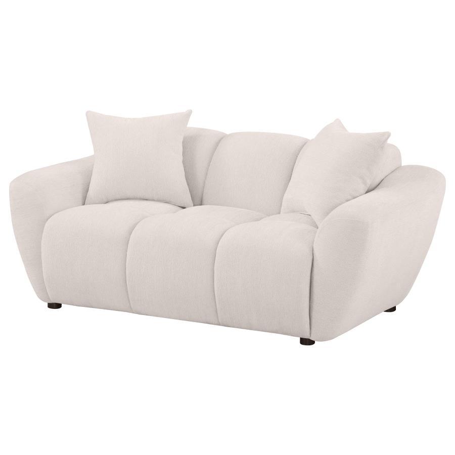 Destino - Chenille Upholstered Splayed Arm Loveseat - Greige Stationary Loveseat modern furniture Contempo Furniture