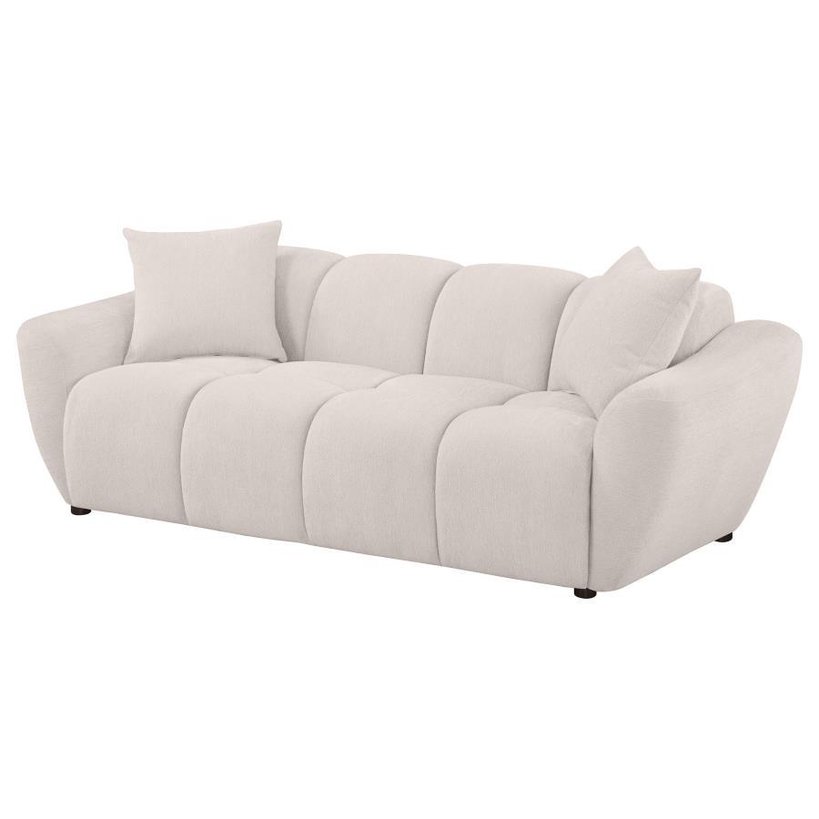 Destino - Chenille Upholstered Splayed Arm Sofa - Greige Stationary Sofa modern furniture Contempo Furniture