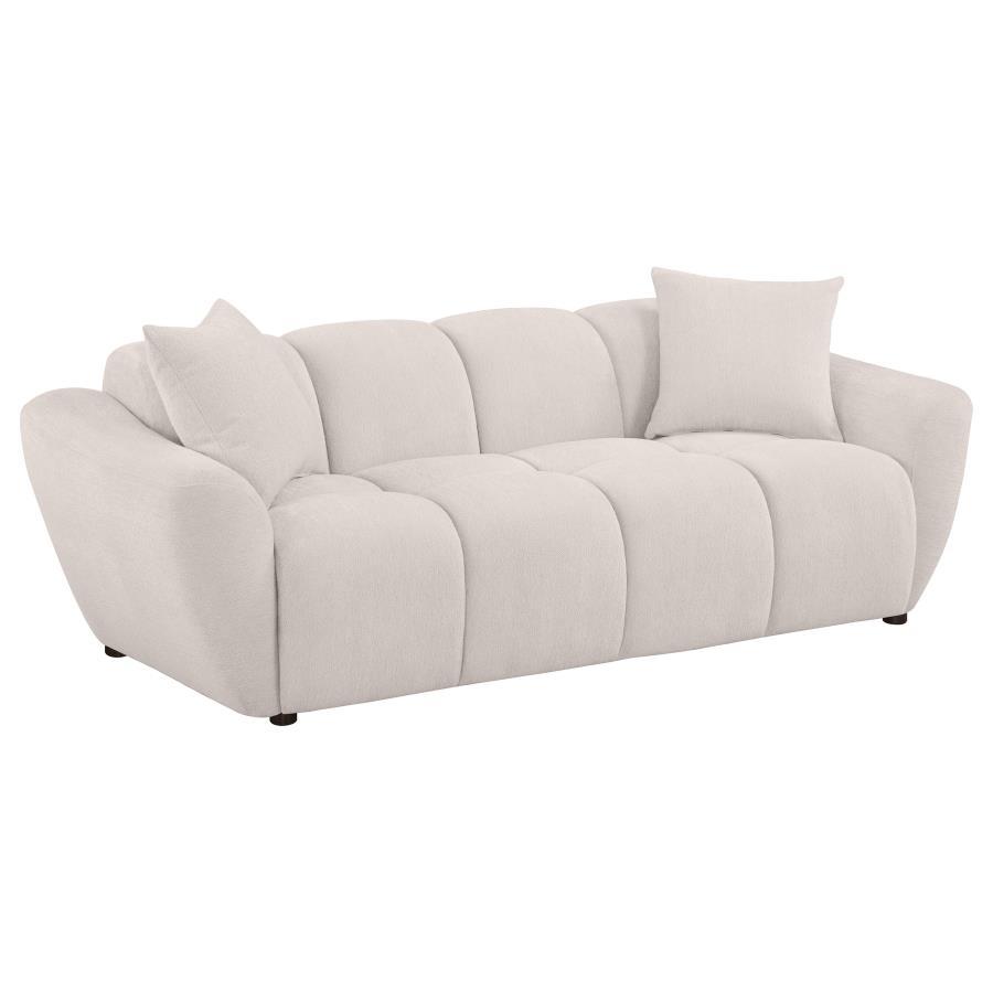 Destino - Chenille Upholstered Splayed Arm Sofa - Greige Stationary Sofa modern furniture Contempo Furniture