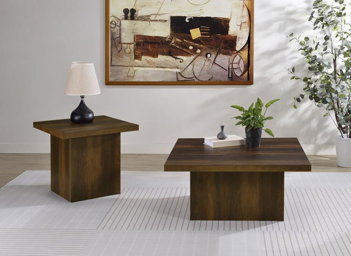 Devar - 2 Piece Square Coffee And End Table Set - Dark Pine Table Set modern furniture Contempo Furniture