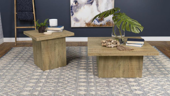 Devar - 2 Piece Square Coffee And End Table Set - Mango Table Set modern furniture Contempo Furniture