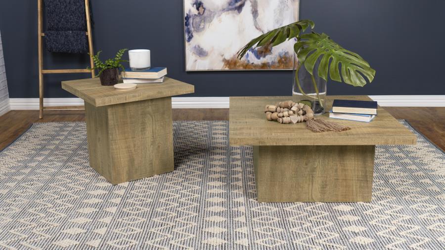 Devar - 2 Piece Square Coffee And End Table Set - Mango Table Set modern furniture Contempo Furniture