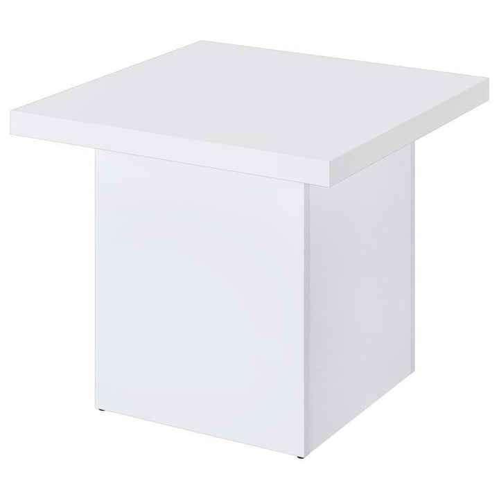Devar - 2 Piece Square Coffee End Table Set - White High Gloss Table Set modern furniture Contempo Furniture