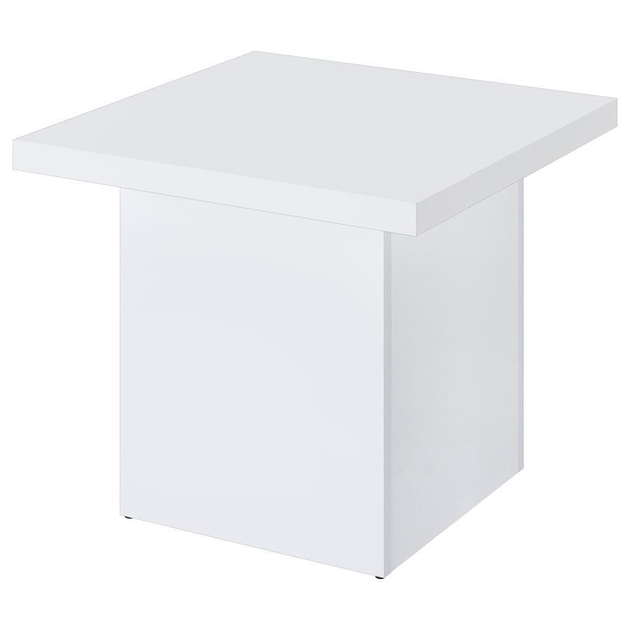 Devar - 2 Piece Square Coffee End Table Set - White High Gloss Table Set modern furniture Contempo Furniture