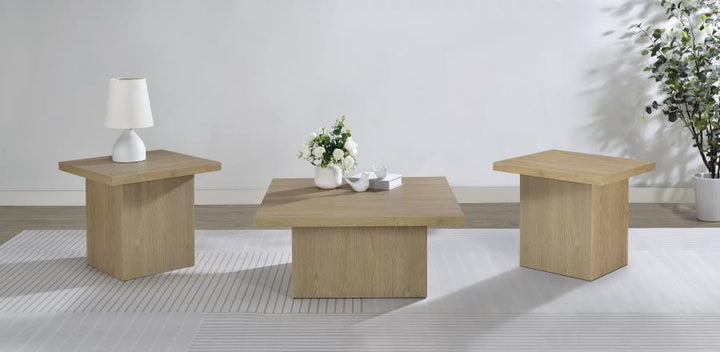 Devar - 3 Piece Square Cocktail Coffee End Table Set - Latte Table Set modern furniture Contempo Furniture
