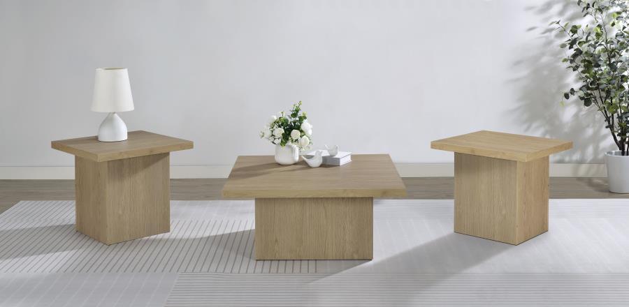 Devar - 3 Piece Square Cocktail Coffee End Table Set - Latte Table Set modern furniture Contempo Furniture